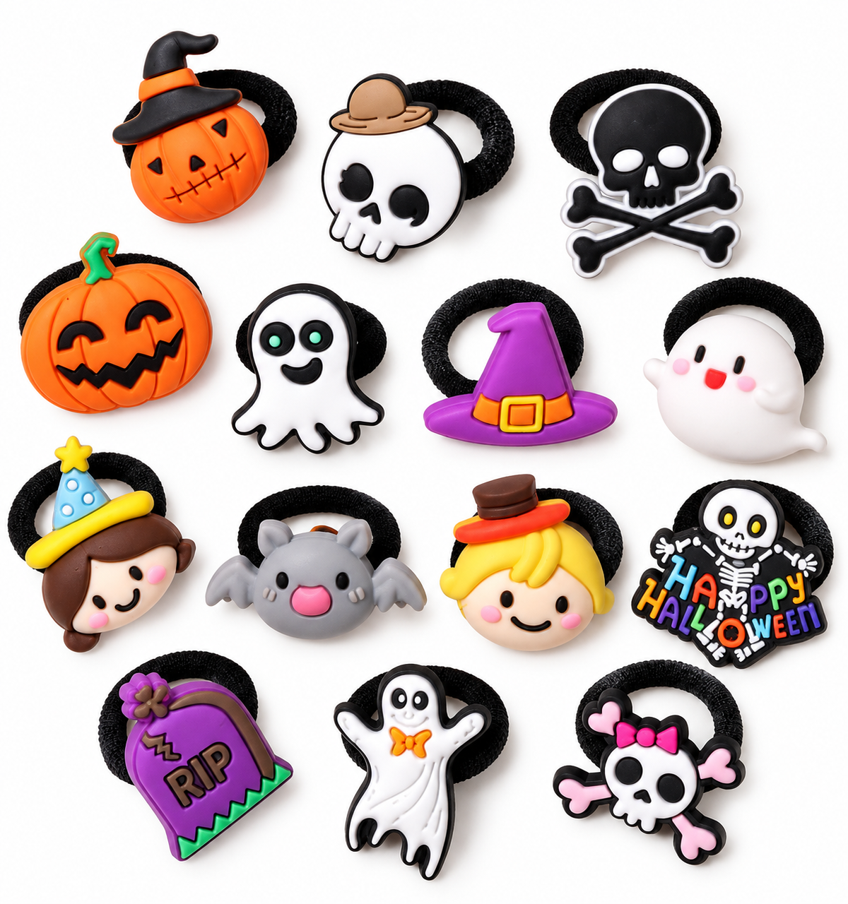 Halloween hair ties, close-up