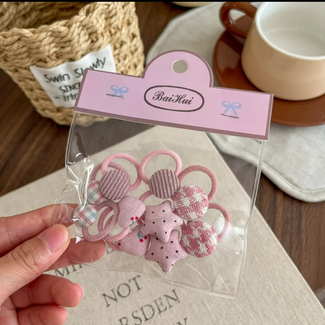 Pink Plaid Hair Ties
