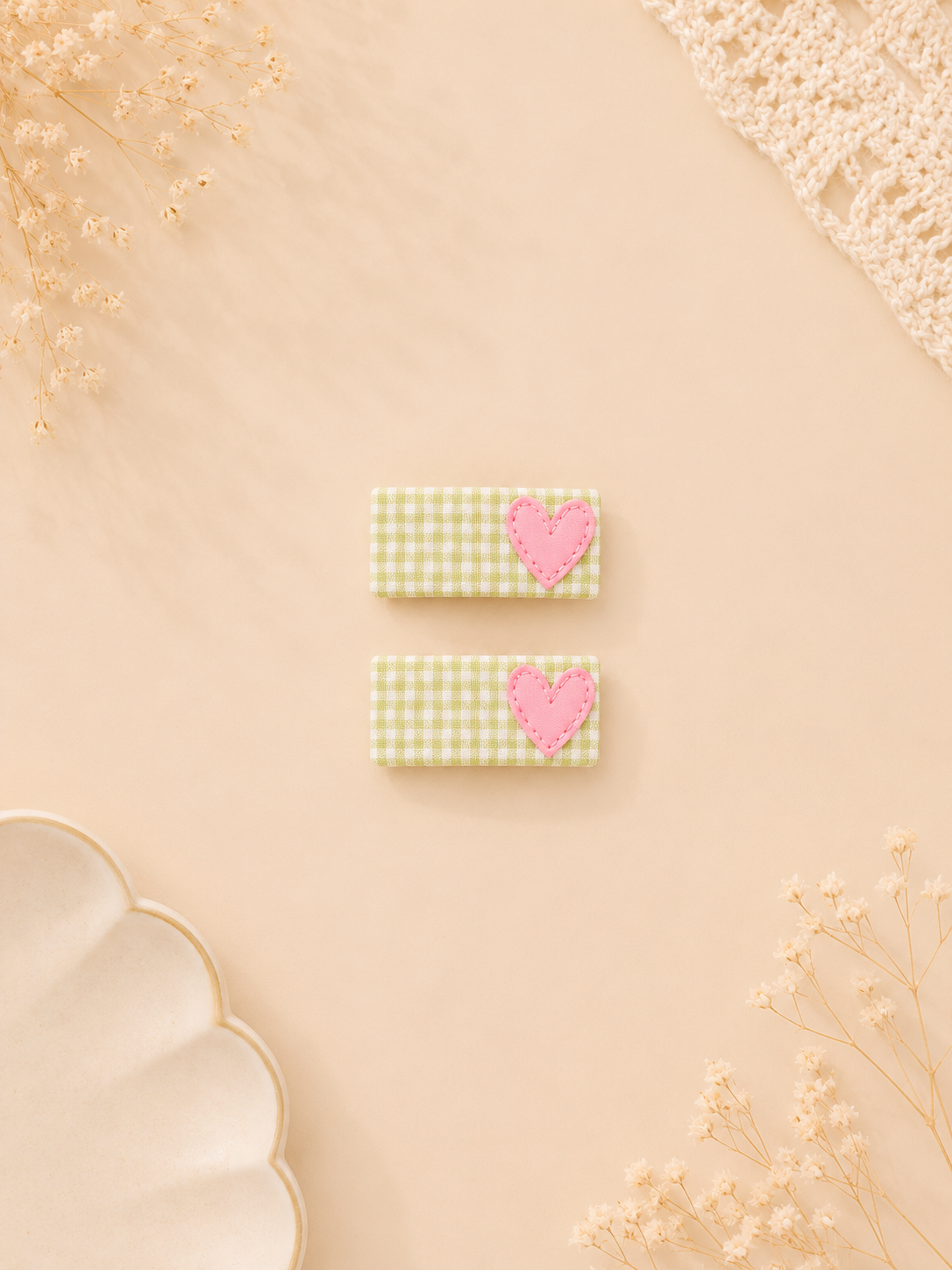 Gingham Heart Tic Tac Clips