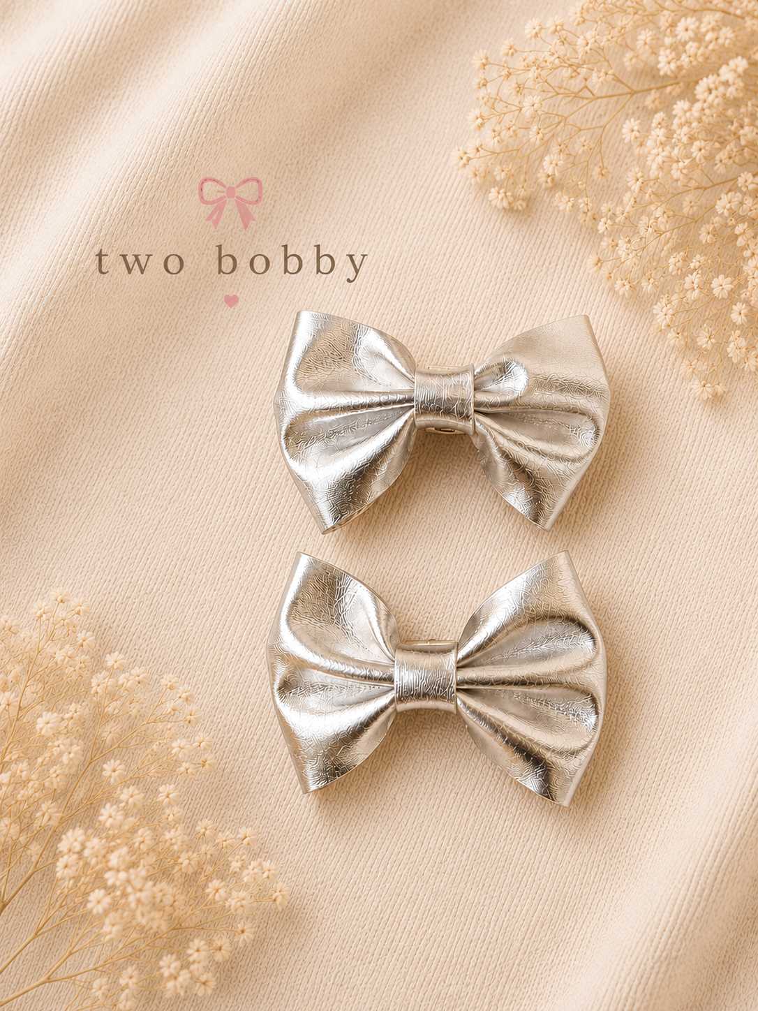 Pair of Luxe Silver Bow Clips