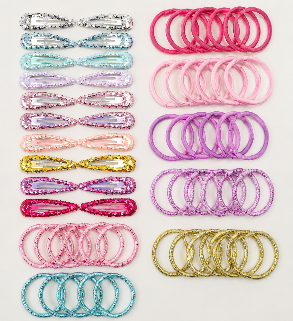 Glitter Tic Tac Clips and Hair Ties Set