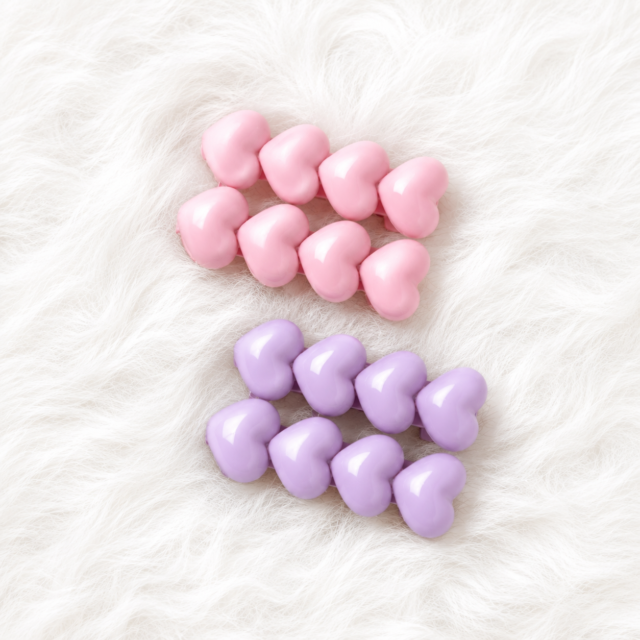 Glossy Heart Clips - Set of 2 pairs