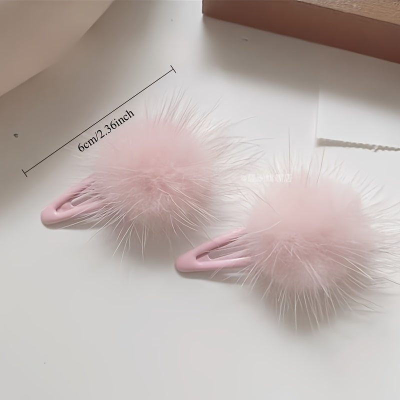 Fluffy Faux Fur Pom Pom Clips