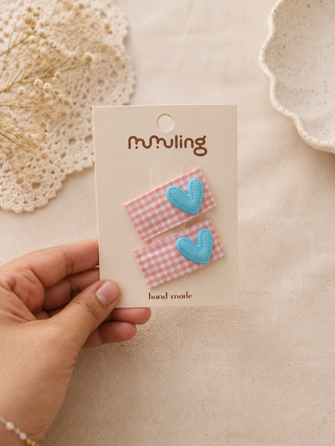 Gingham Heart Tic Tac Clips