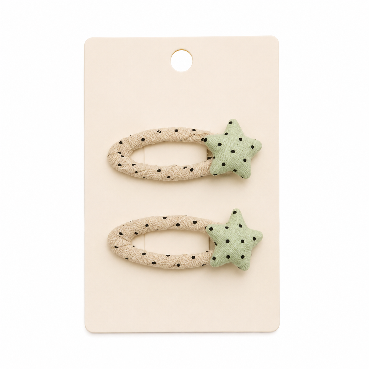 Linen Polka Star Clips