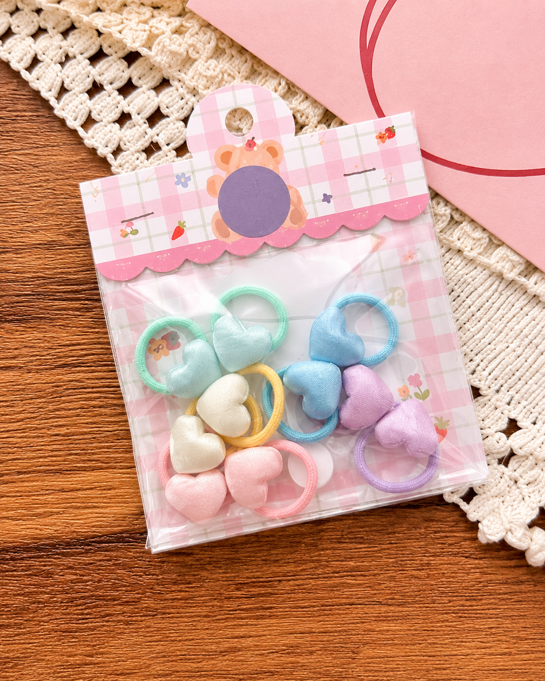 Pastel Heart Hair Tie Set