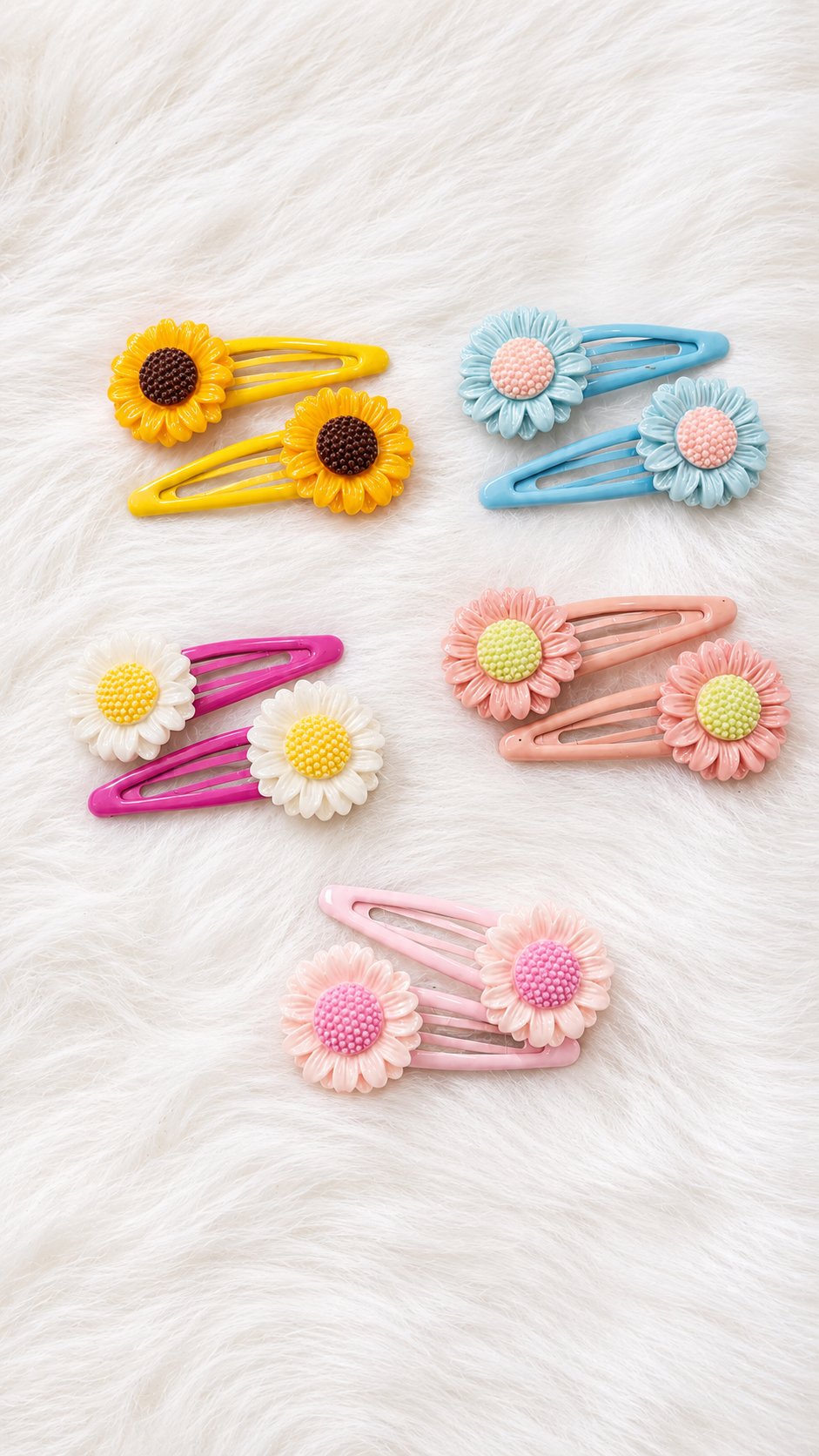 Pastel Daisy Flower Clips - Set of 5 pairs
