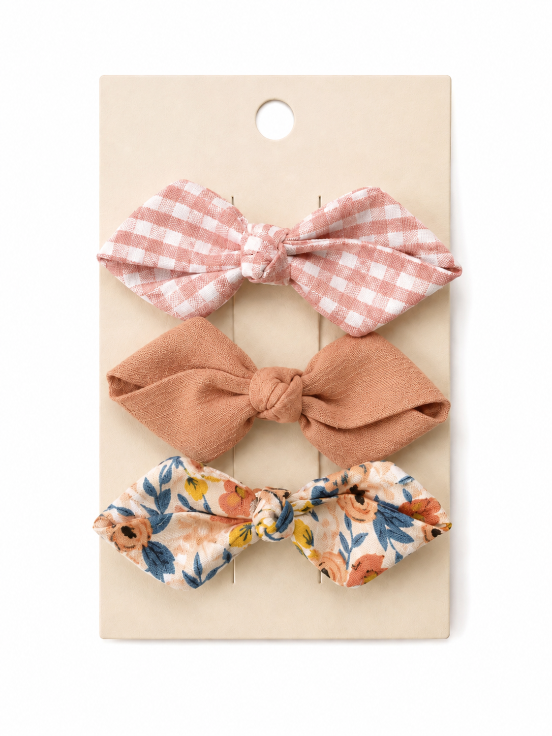 Gingham & Floral Bow Clip Set