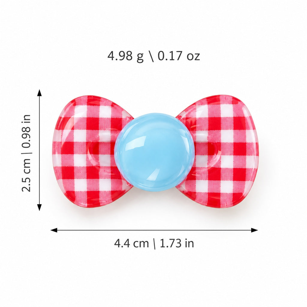 Gingham Jelly Bow Clips – 5 Pairs