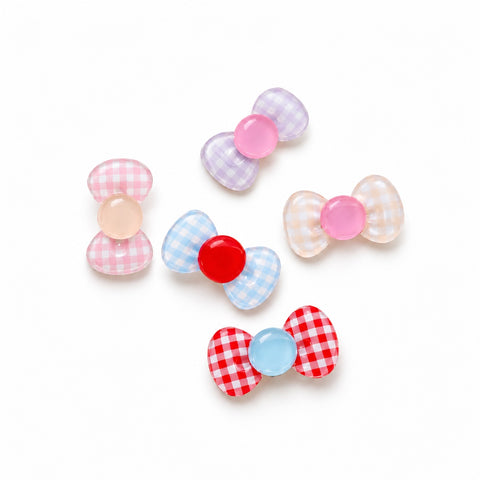 Gingham Jelly Bow Clips – 5 Pairs