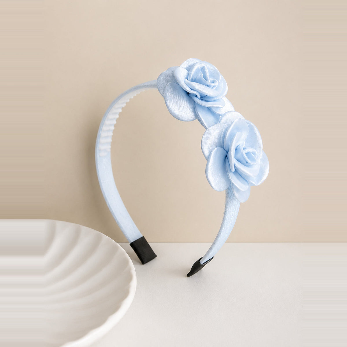 two bobby Organza Flower Headband – Blue Rose