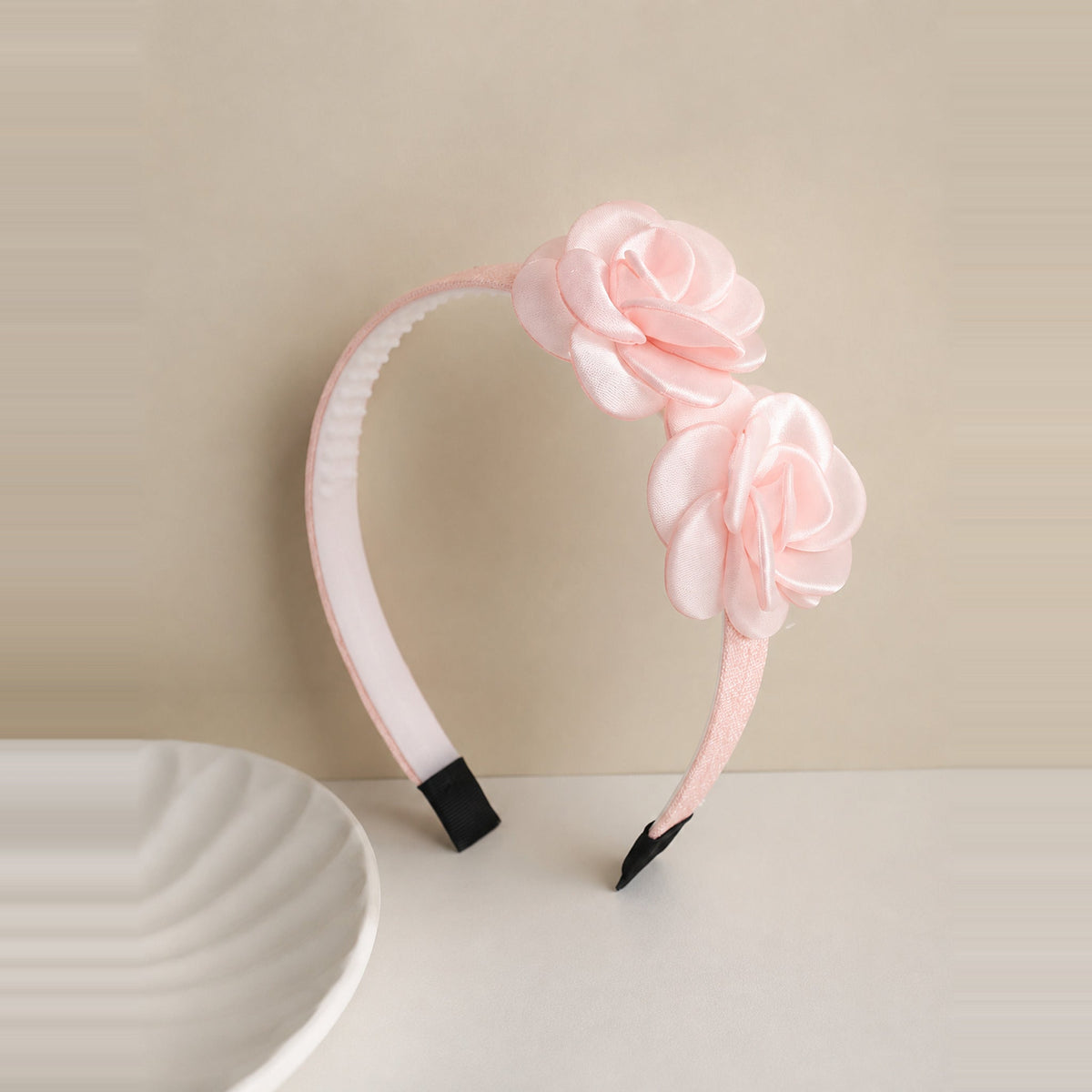 two bobby Organza Flower Headband – Pink Rose