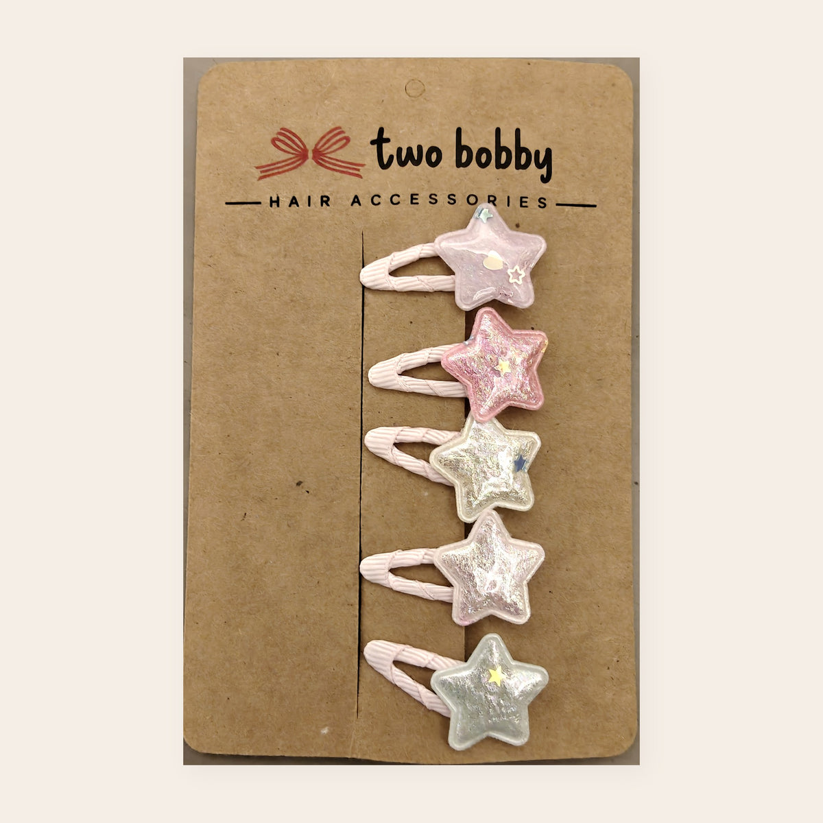 Pastel Glitter Star Tic Tacs - Set of 5 on the two bobby card, real photo