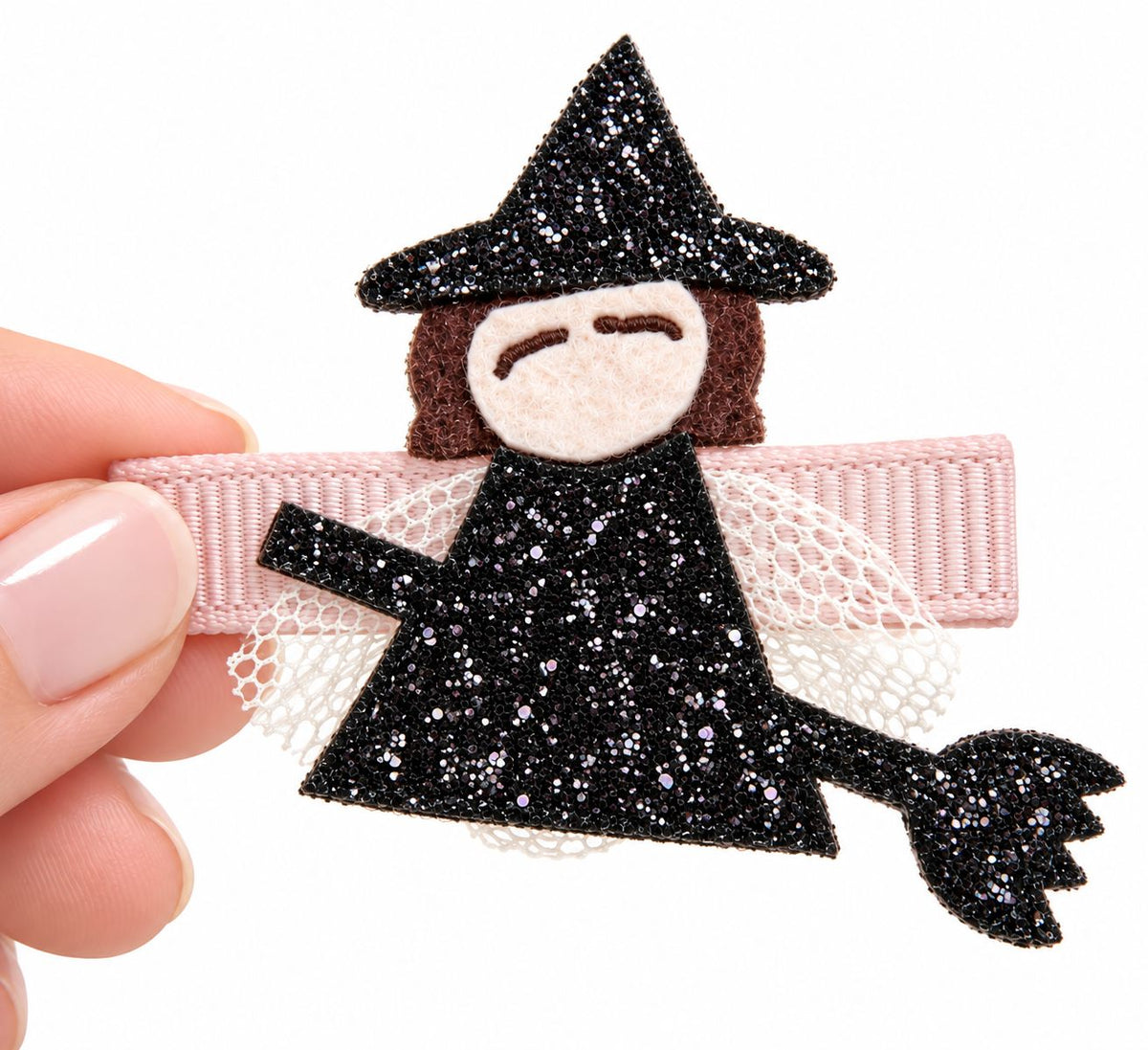 Witch on Broomstick hair clip