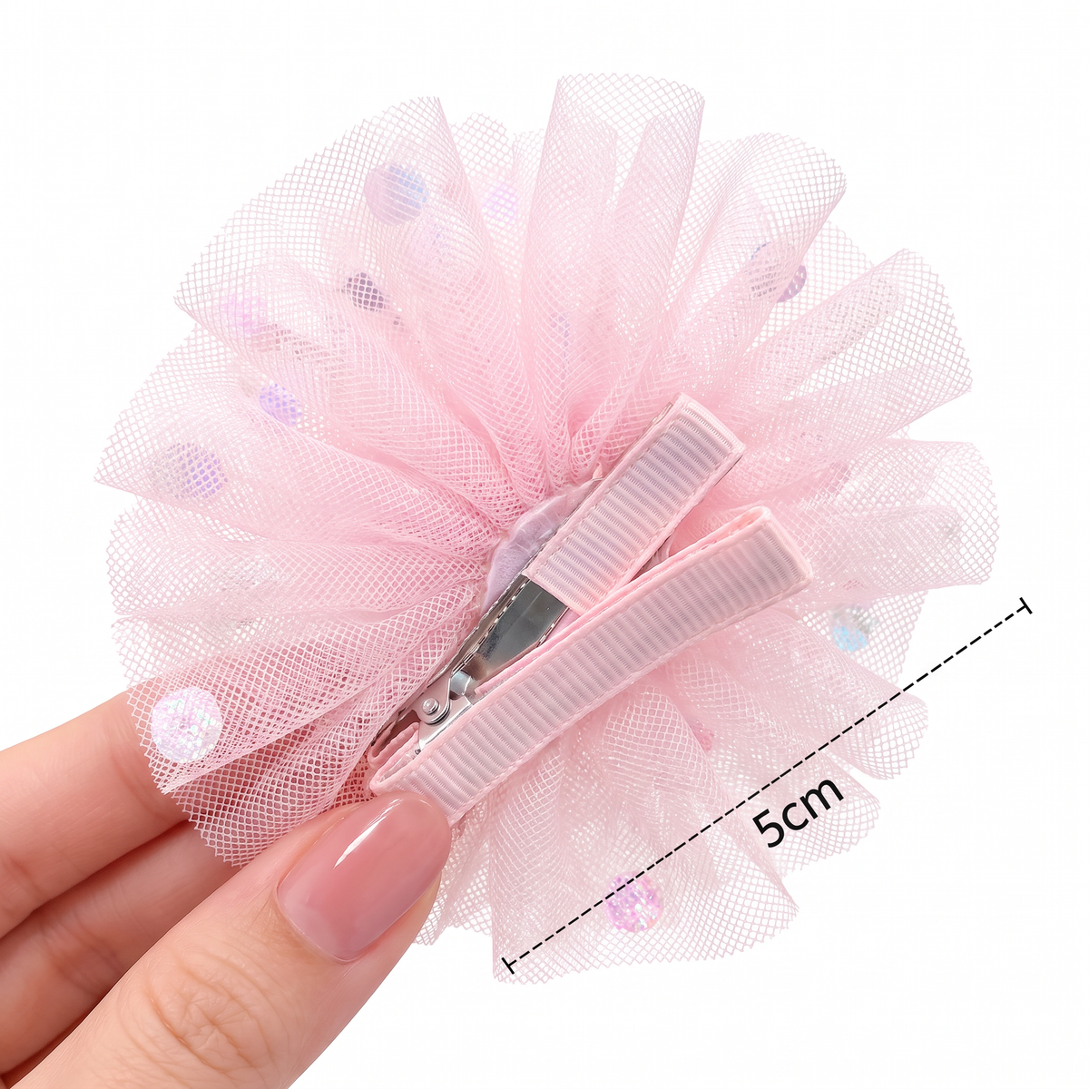 two bobby Princess Crown Hair Clip - pink, back view, 5 cm across
