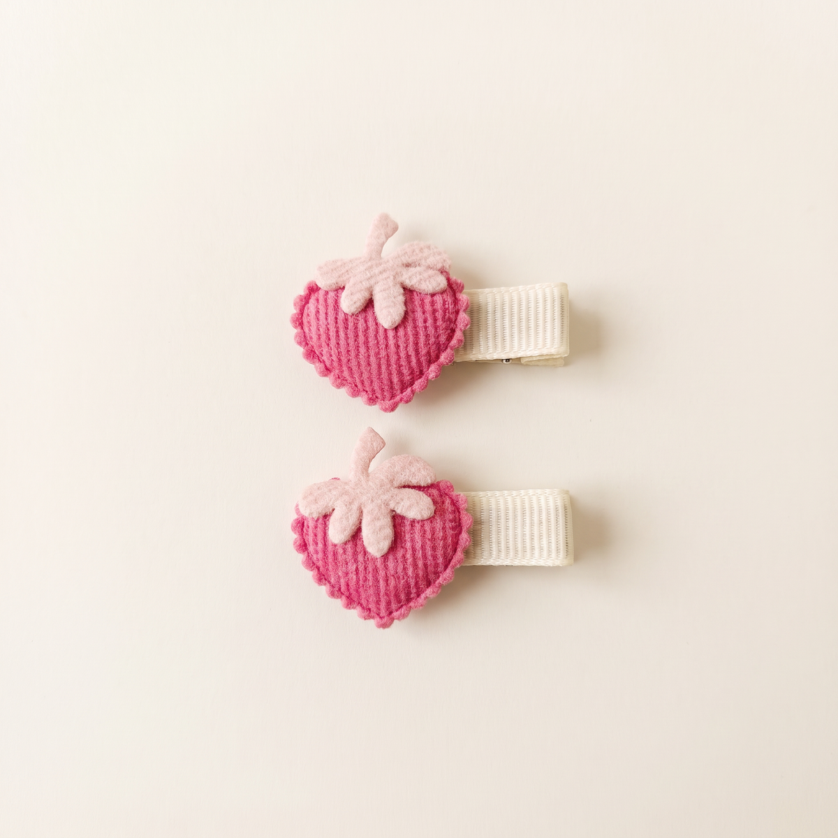 two bobby Corduroy Strawberry Clips – Hot Pink, pair