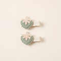 two bobby Corduroy Strawberry Clips – Sage Green, pair
