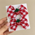 two bobby Red Gingham Strawberry Bow Clips – Pair – pair on card