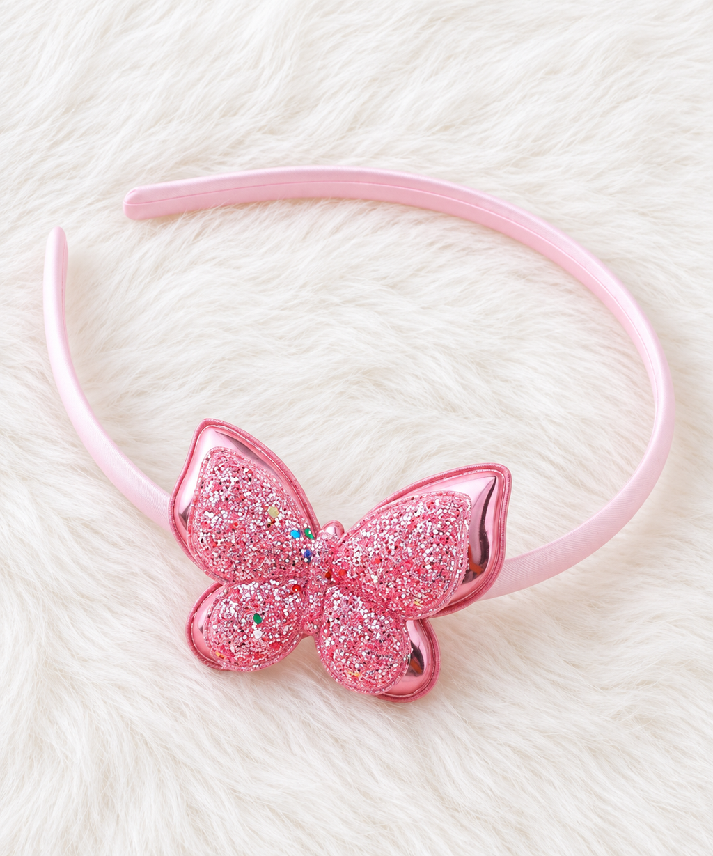 two bobby Pink Lemonade Butterfly Headband – front view