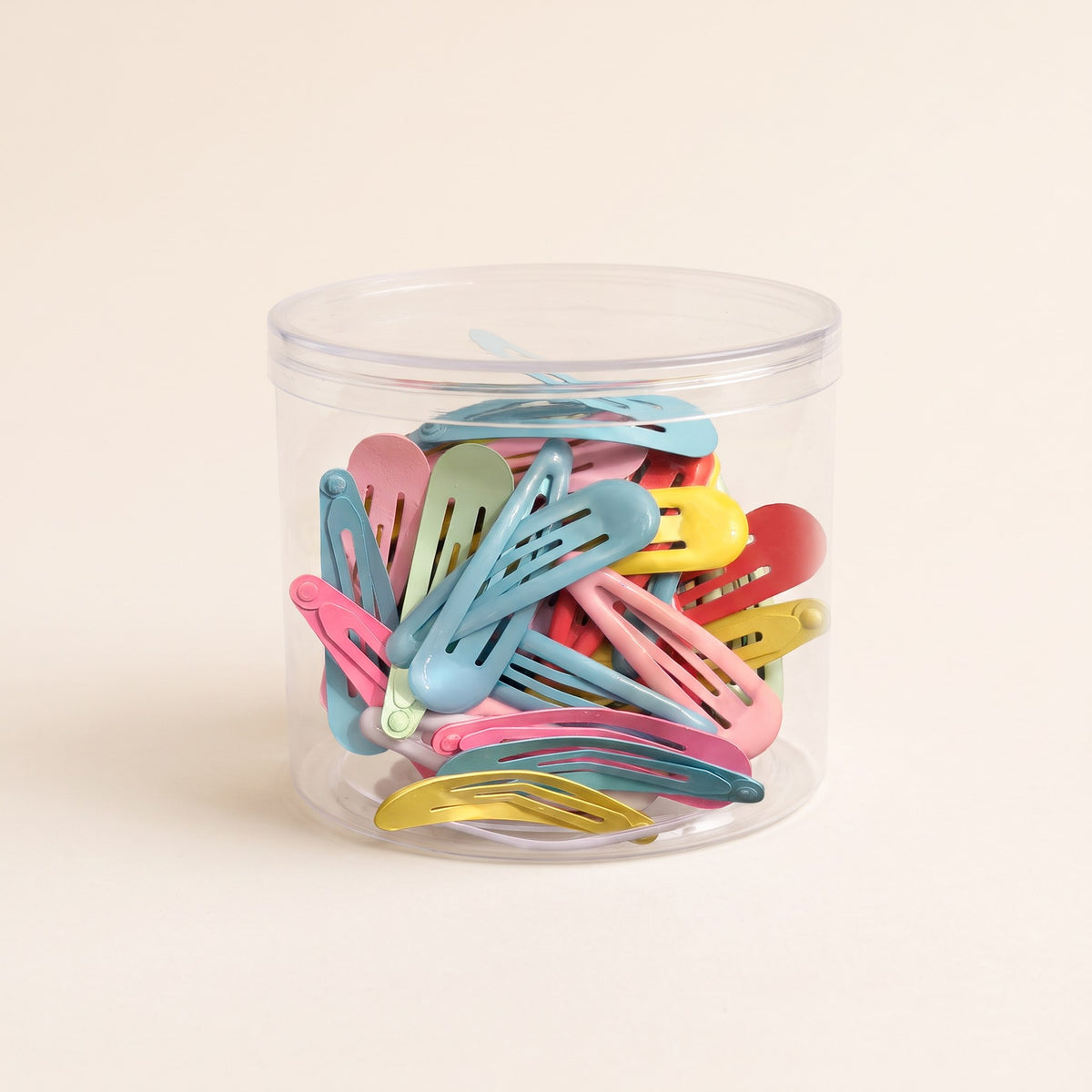 Multicolored Tic Tacs - Box of 30, clear box of bright enamel snap clips