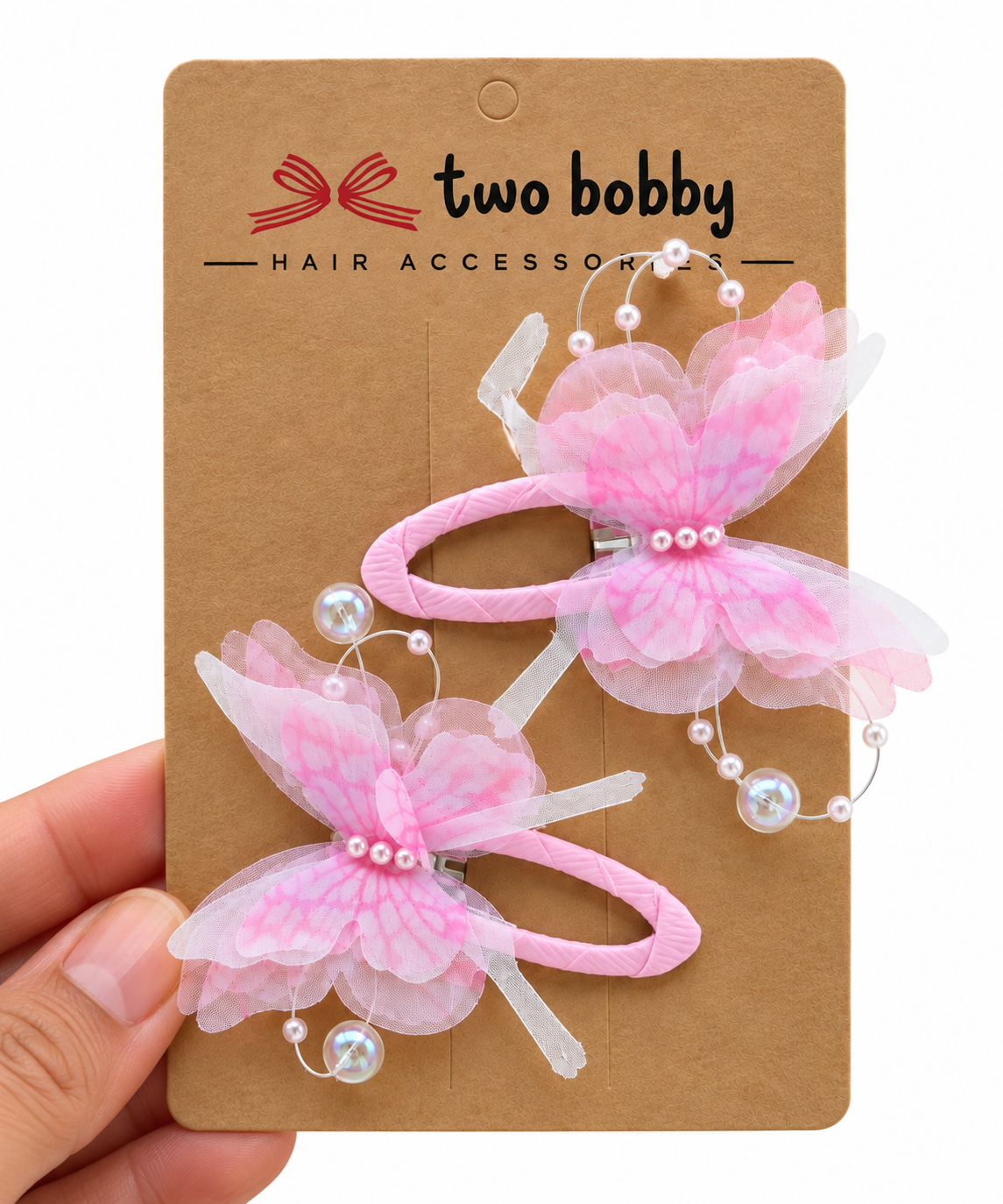 two bobby Candy Floss Butterfly Tic Tacs – Pair – pink pair