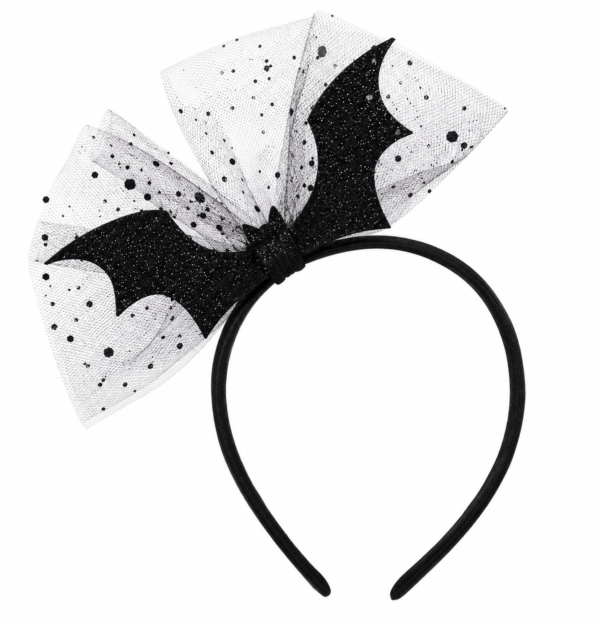 Sparkle Bat Headband with glitter bat bow and star tulle