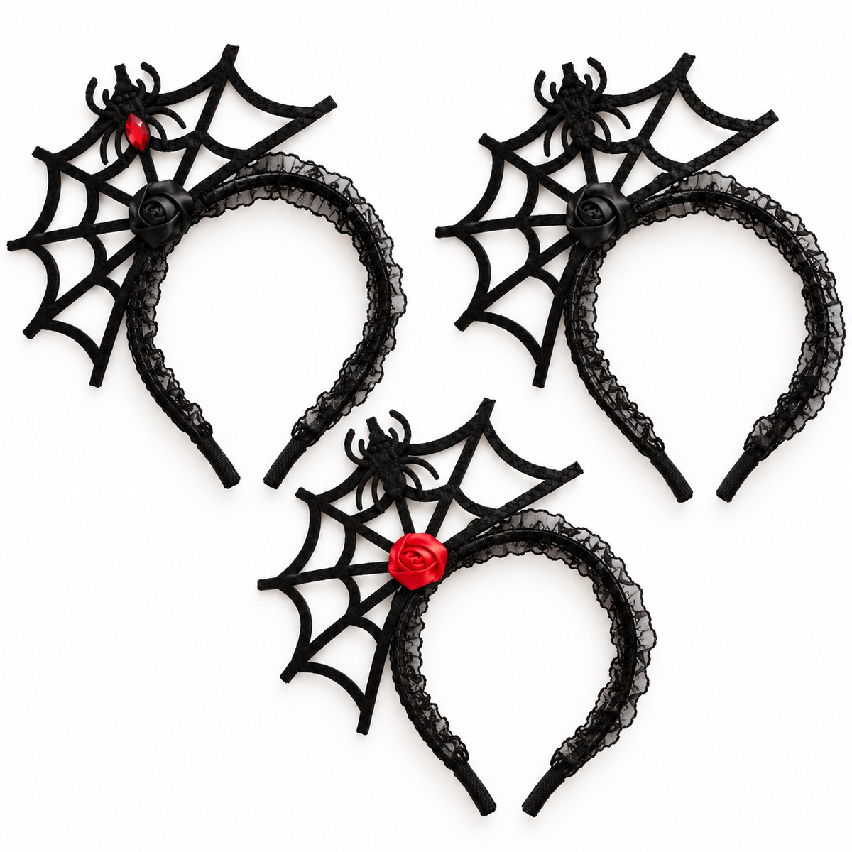 All three Spider Web Headband designs