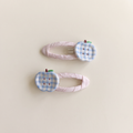 two bobby Gingham Apple Snap Clips – Pink, pair