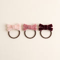 two bobby Velvet Bow Hair Ties – Set of 3 – blush, dusty rose and burgundy