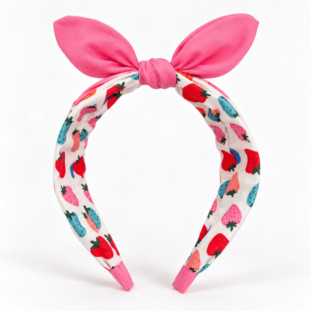 two bobby Strawberry Patch Knot Headband – pink