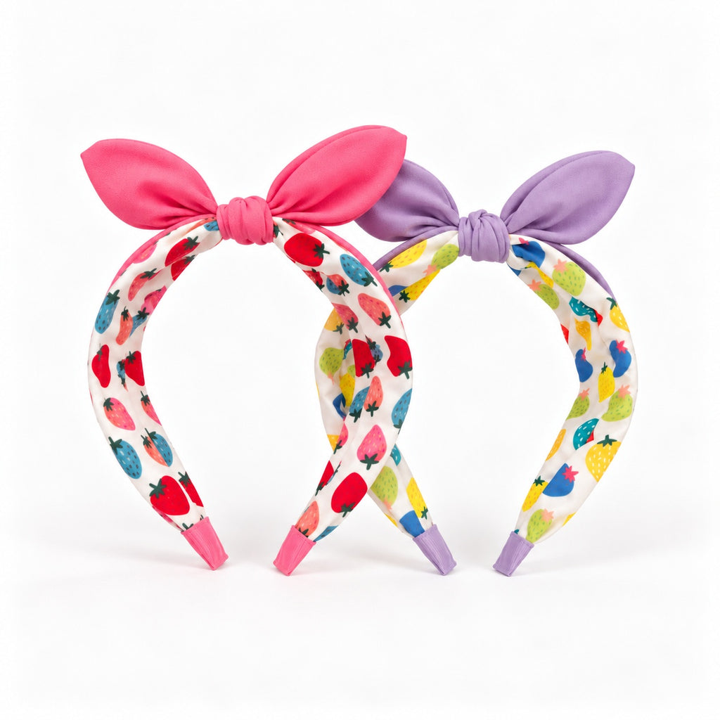 two bobby Strawberry Patch Knot Headband – pink and lavender