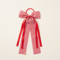 two bobby Gingham Statement Bow Hair Tie – Red, full length