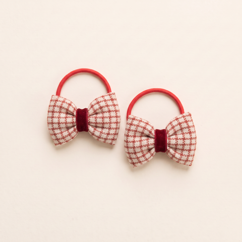 Puffy Gingham Bow Hair Ties – Pair