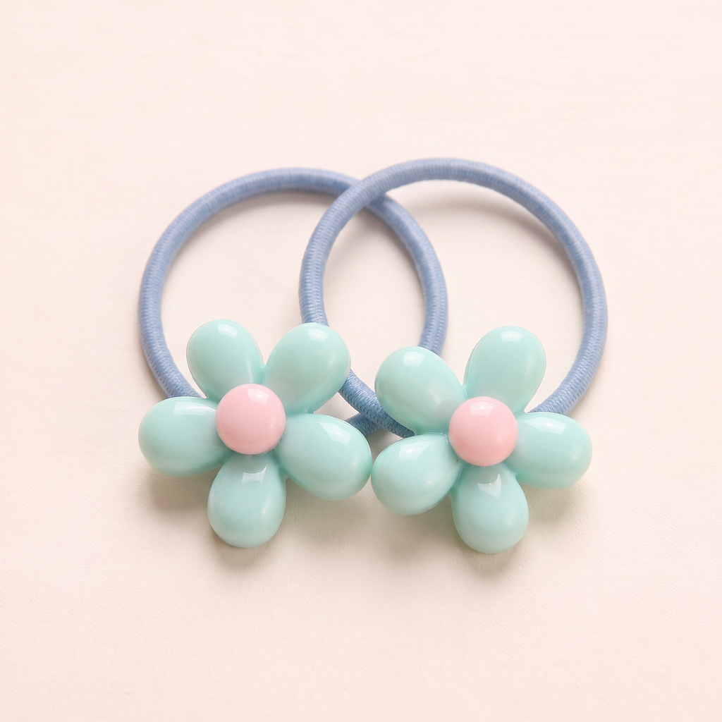 two bobby Matte Daisy Hair Ties – Close-up of one pair