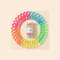 two bobby Everyday Rubber Band Hair Ties - Neon, ring of hair ties round the tube of 100