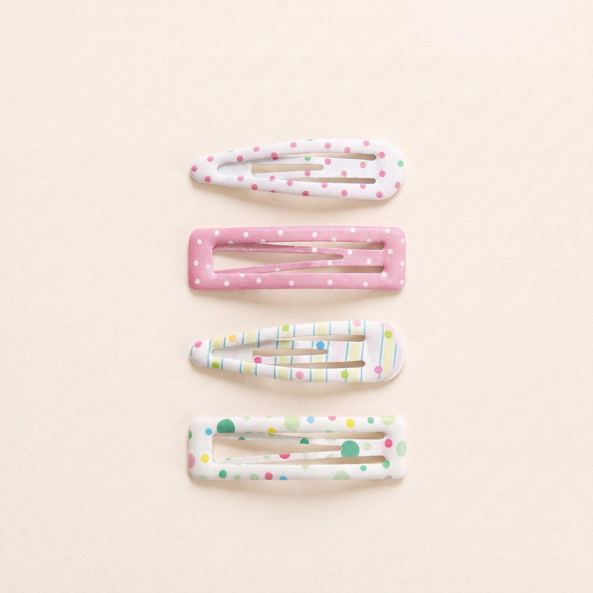 two bobby Pastel Printed Tic Tac Hair Clips – Set of 4