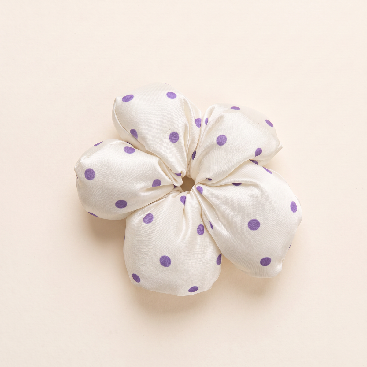 two bobby Polka Dot Flower Scrunchie – Purple