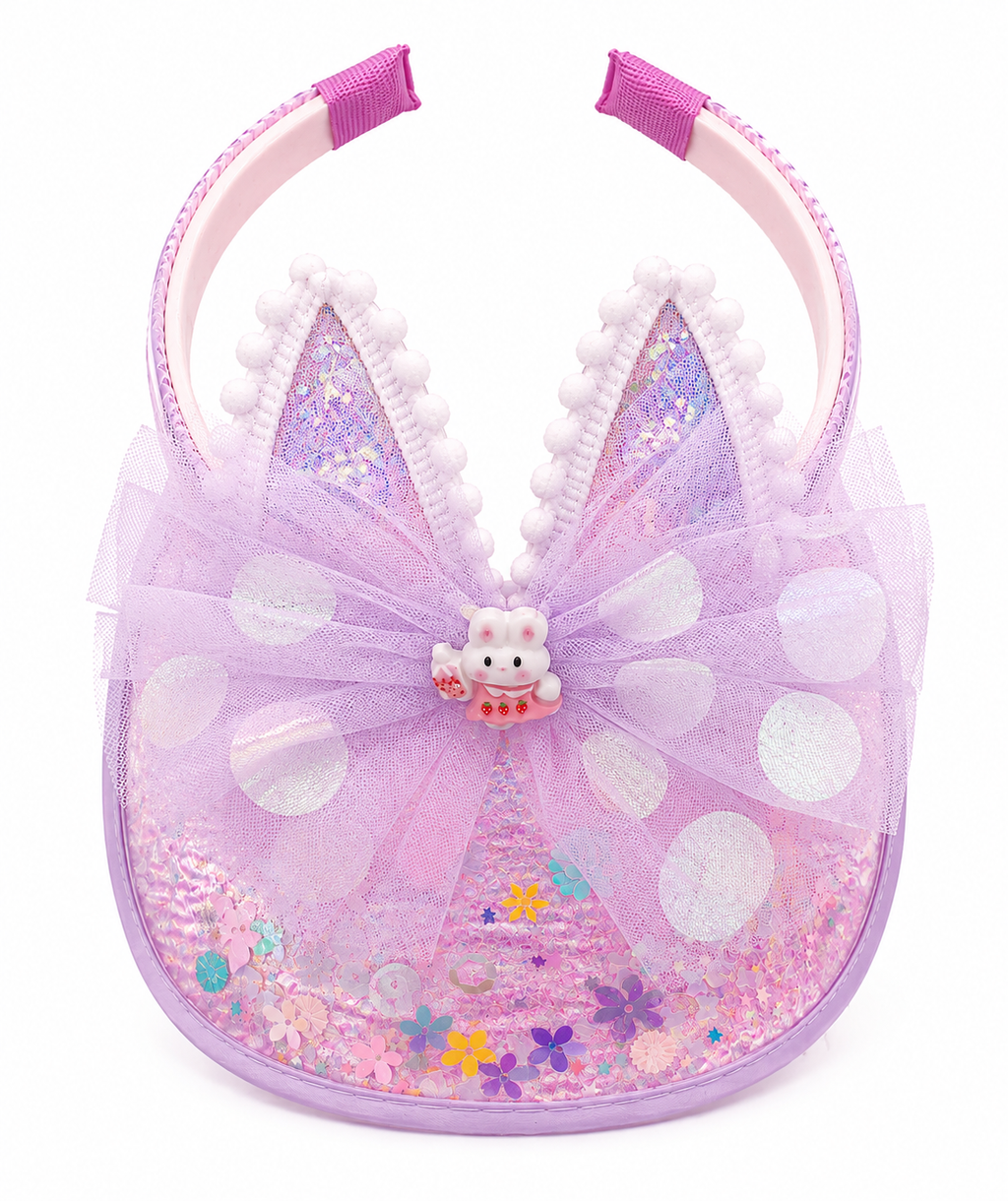 Cute Bunny Ears Glitter Sun Visor