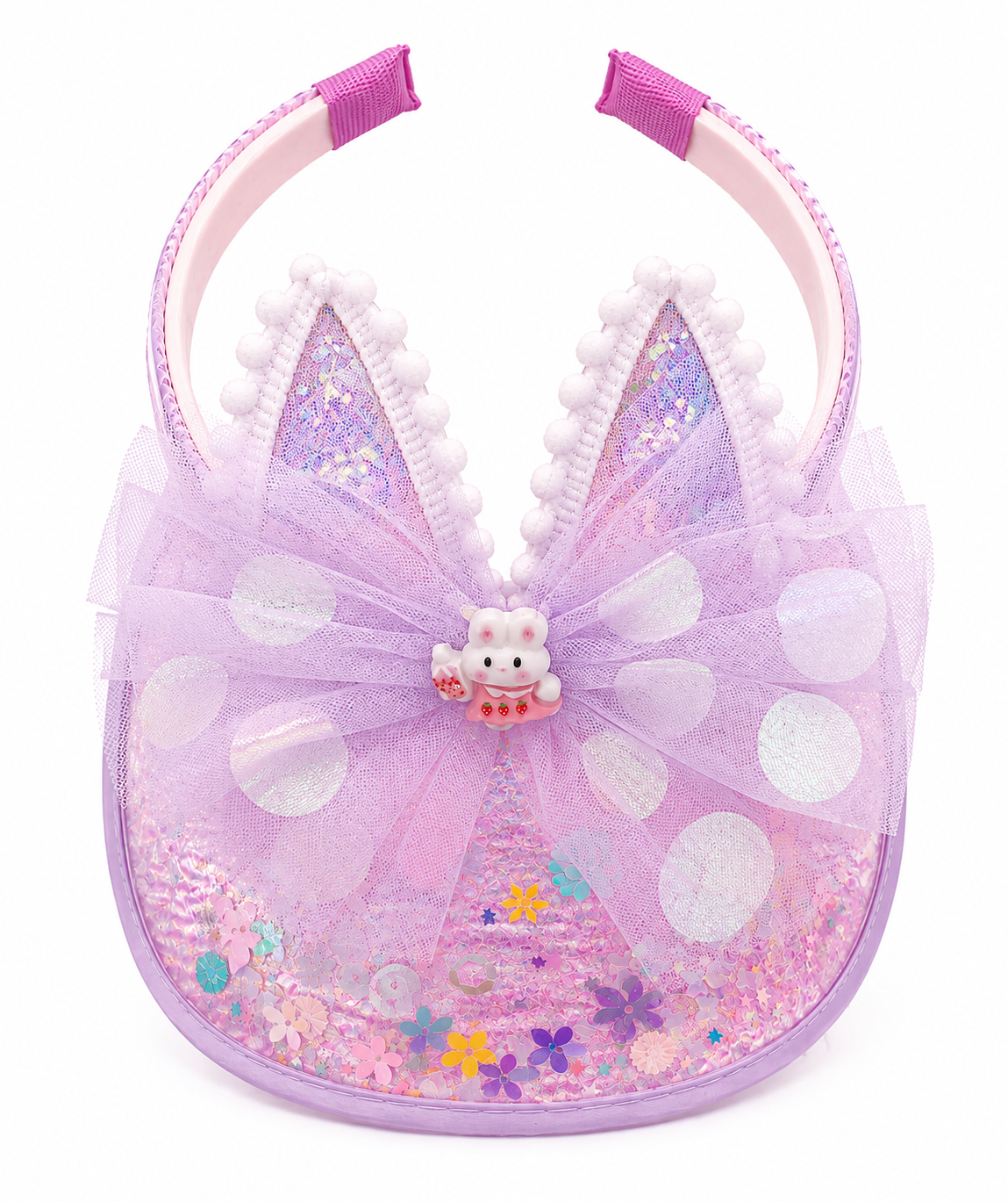 Cute Bunny Ears Glitter Sun Visor