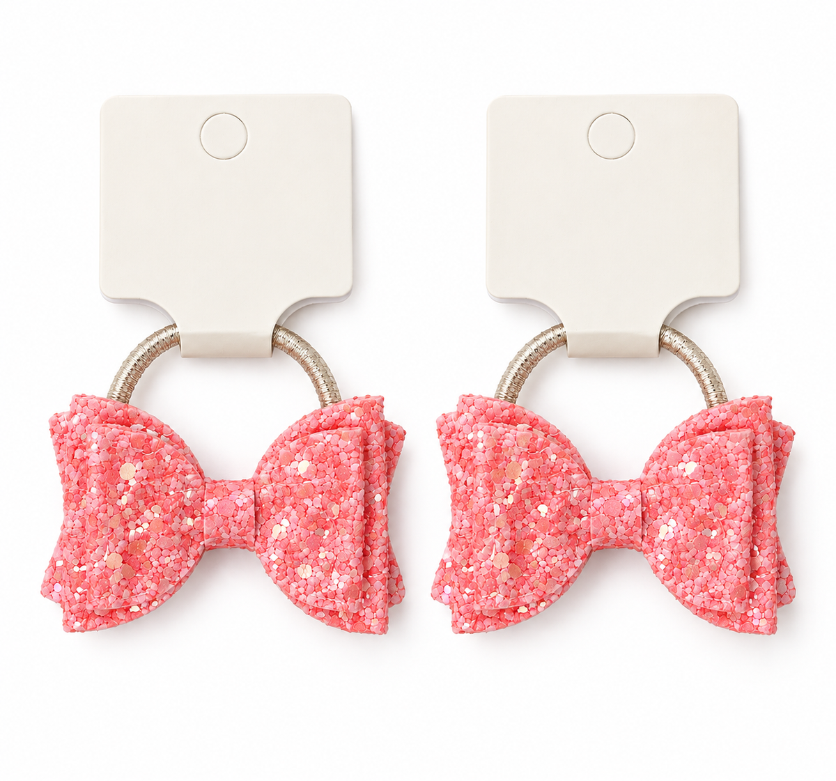 Glitter Bow Hair Ties - One Pair