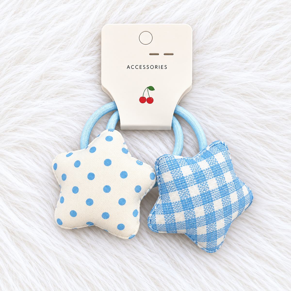 Gingham & Polka Star Hair Ties - Single Pair