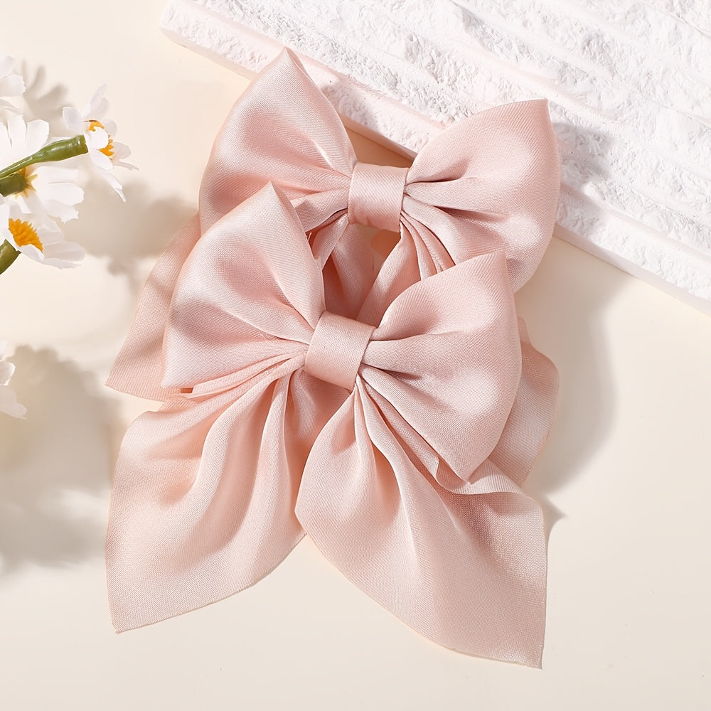 Blush Pink Bow Hair Clips