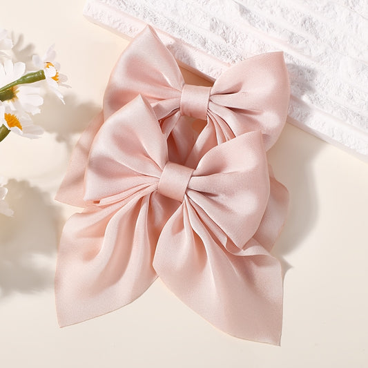 Blush Pink Bow Hair Clips