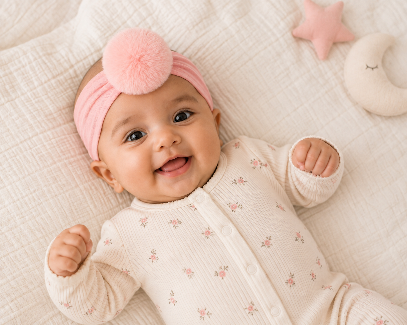 Blush Pom Pom Baby Headband