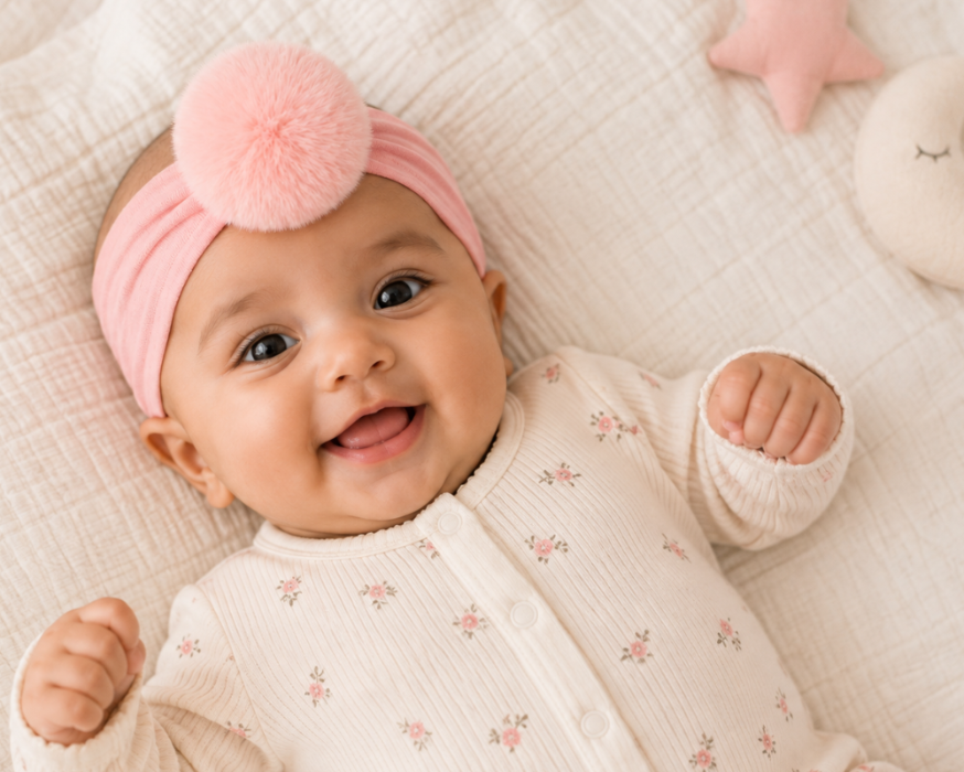 Blush Pom Pom Baby Headband