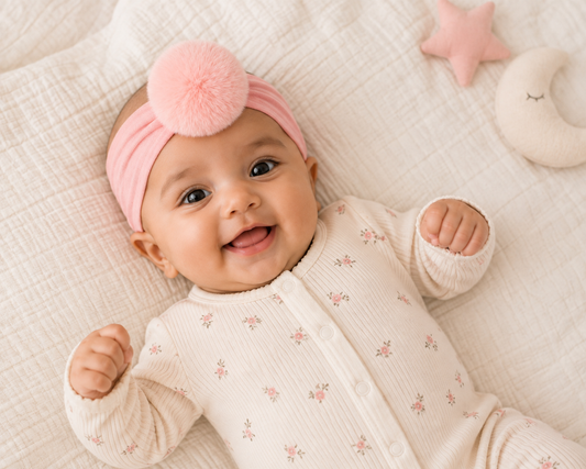 Blush Pom Pom Baby Headband