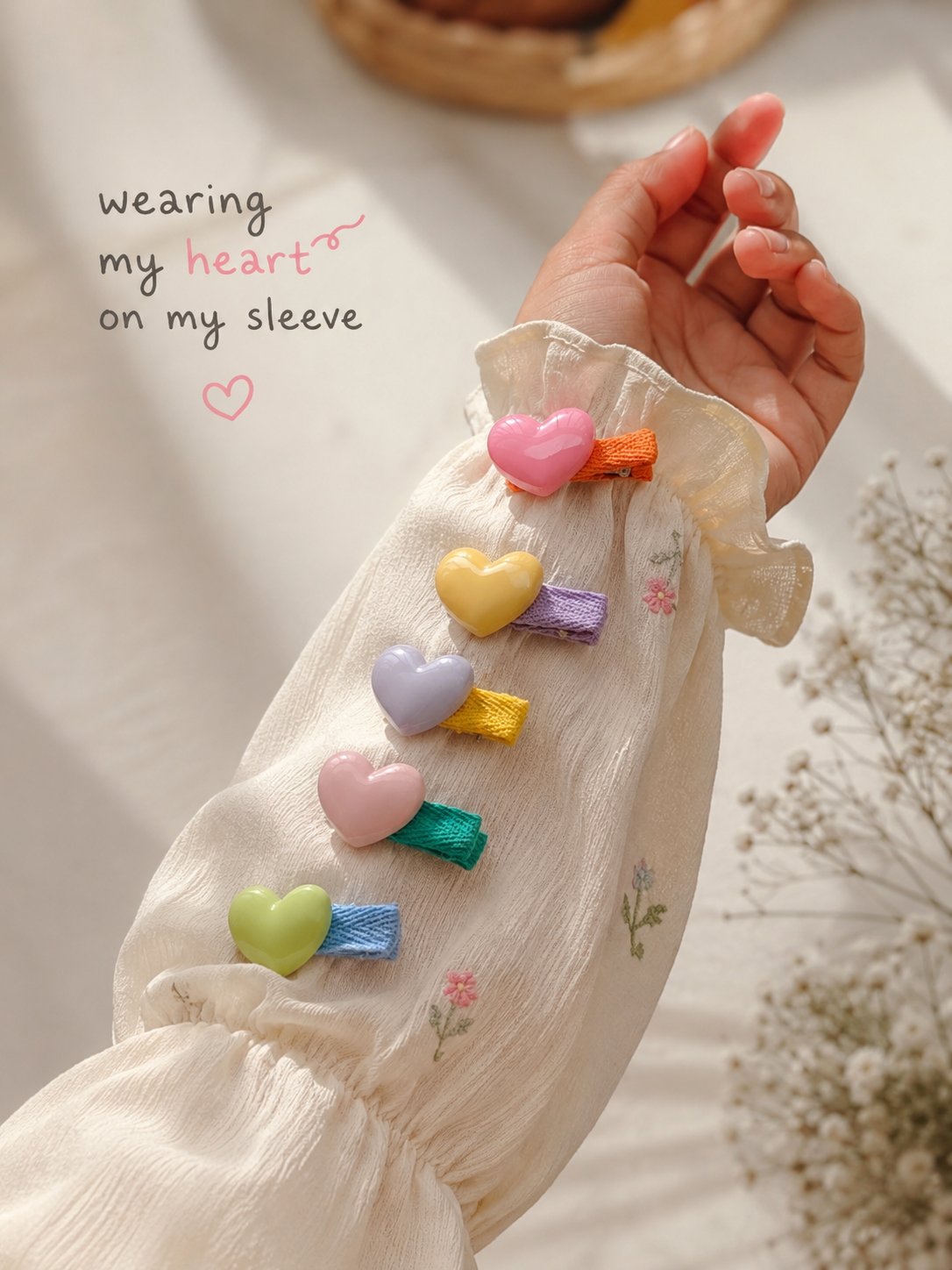 Pastel Heart Clips – Set of 5