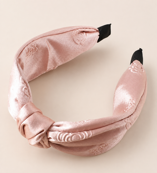 Blush Floral Jacquard Knotted Headband