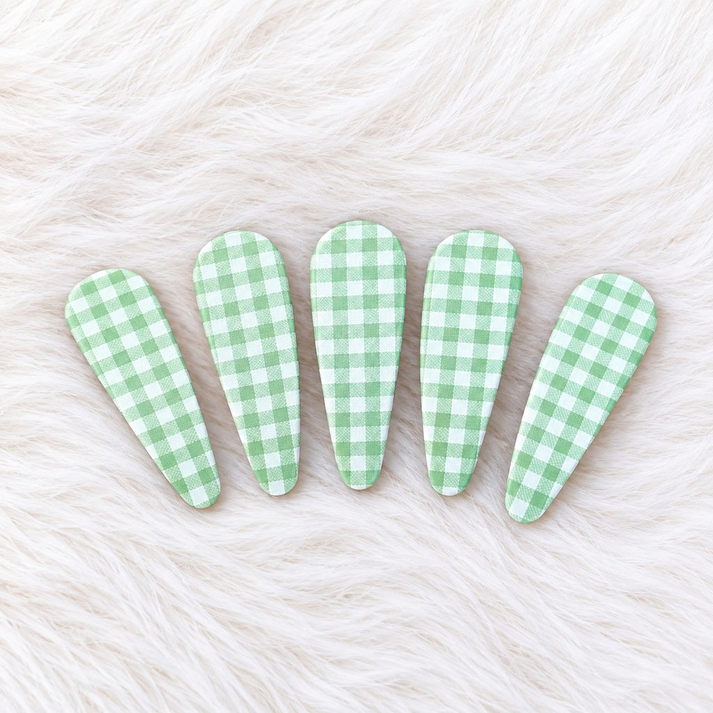 Gingham Tic Tac Hair Clips - Set of 5