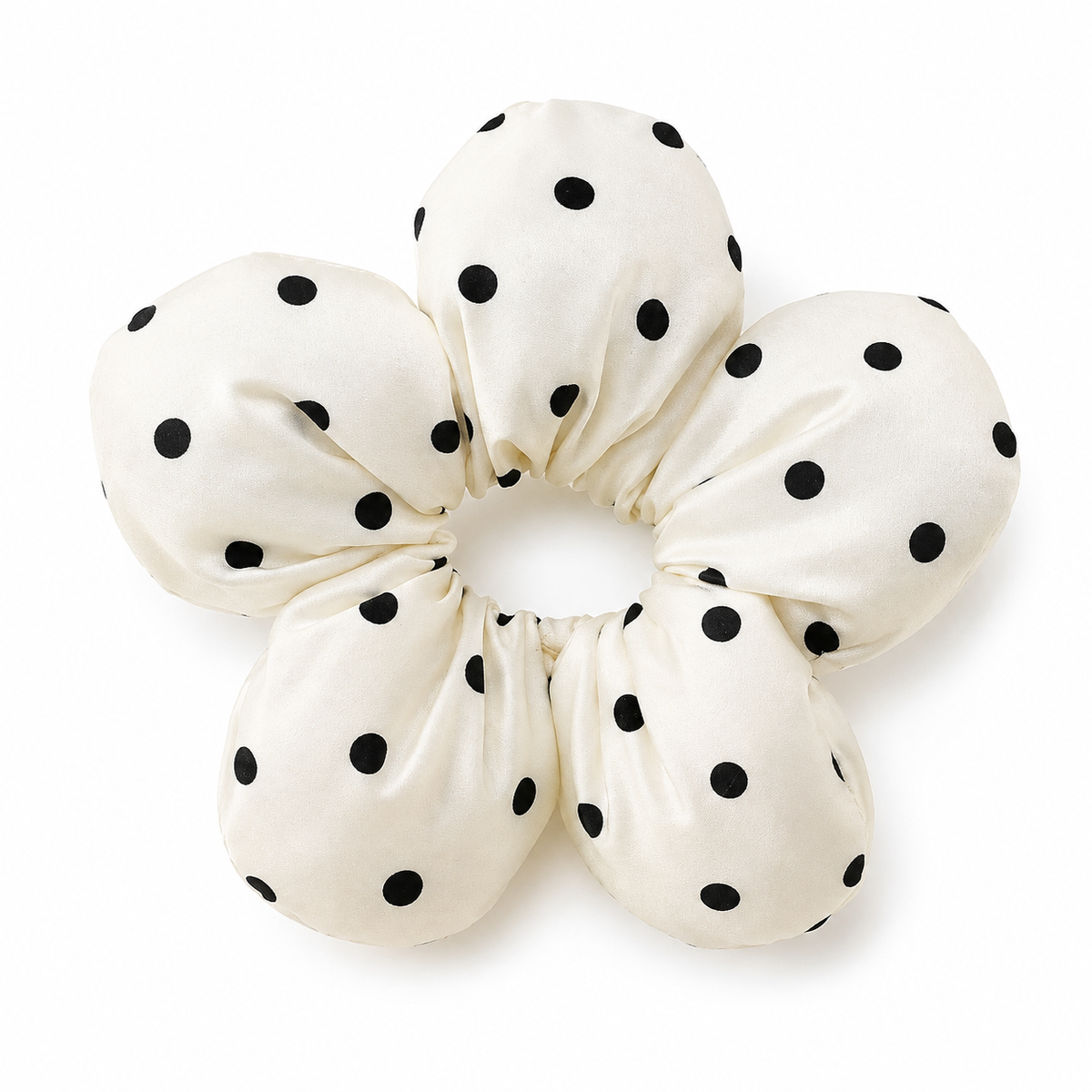 Polka Dot Flower Scrunchie